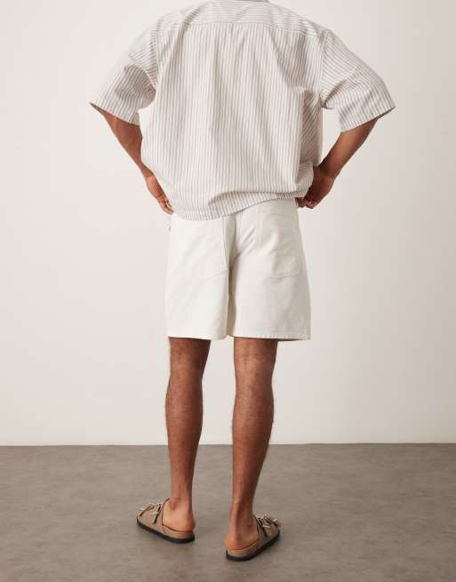 ASOS DESIGN – Naturvita, långa jeansshorts, 3 av 5