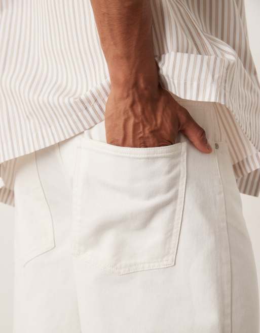 ASOS DESIGN – Naturvita, långa jeansshorts, 4 av 5