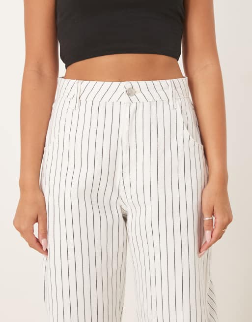 ASOS DESIGN – Naturvita, randiga jeans med barrelben och hög midja, 5 av 5