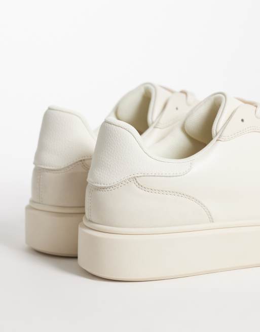 ASOS DESIGN – Naturvita sneakers med snörning och vit sula, 3 av 5