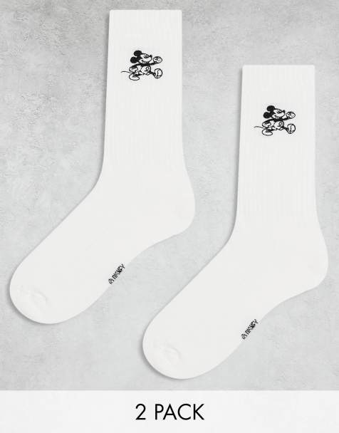 ASOS DESIGN – Naturvita strumpor med broderi av Disneys "Mickey Mouse" hans vänner, 2-pack - view 1