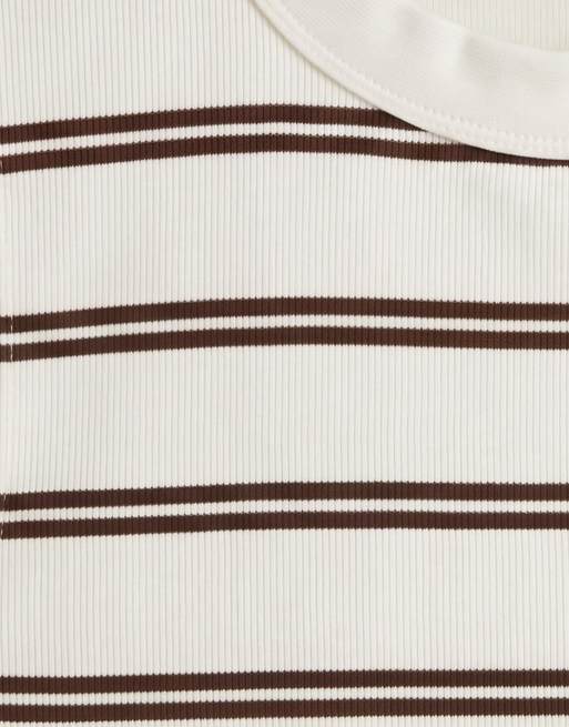 ASOS DESIGN – Naturvitt, brunrandigt, kraftigt linne i regular fit, 9 av 9