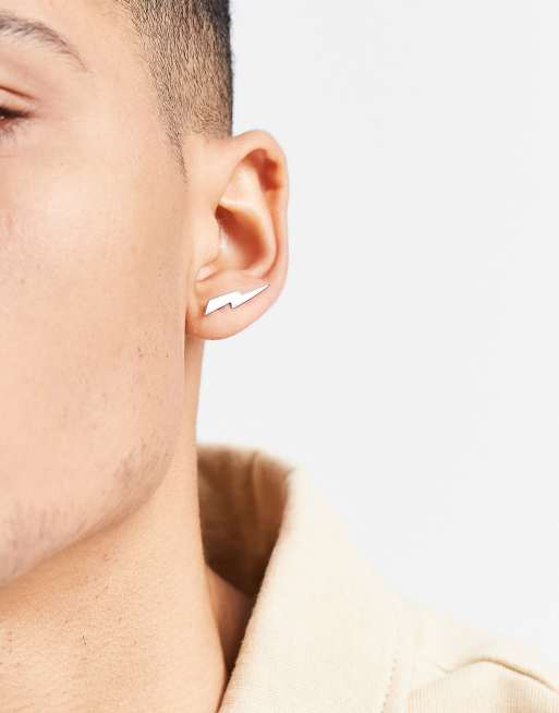 ASOS DESIGN – Nausznica z motywem pioruna w kolorze srebrnym