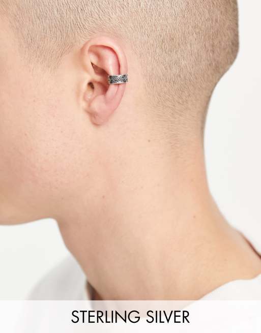 ASOS DESIGN – Nausznica ze srebra wysokiej próby we wzór greckiej fali 