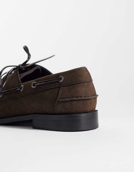 ASOS DESIGN - Náuticos marrones con cordones y detalle fruncido, 4 de 4