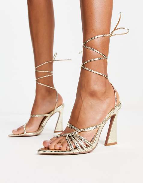 ASOS DESIGN - Navarro - Sandales pointues à talon haut - Doré - view 1