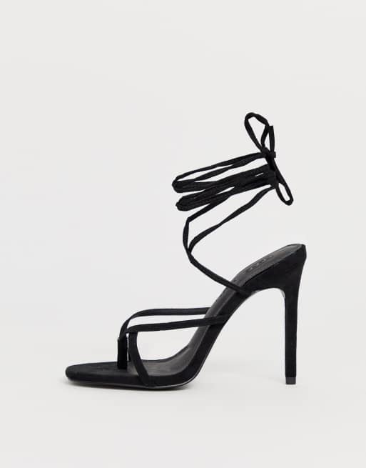 ASOS DESIGN Navigate barely there heeled sandal in black, 2 of 4