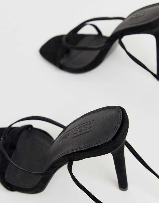 ASOS DESIGN Navigate barely there heeled sandal in black, 4 of 4