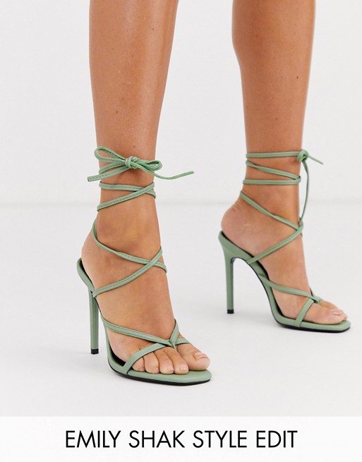 ASOS DESIGN Navigate barely there heeled sandals in mint