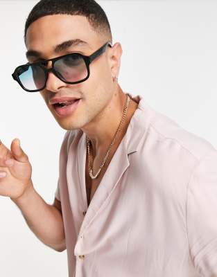 ASOS DESIGN ASOS DESIGN navigator sunglasses in black with gradient lens