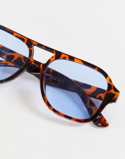 Tortoise shell hot sale blue lens sunglasses