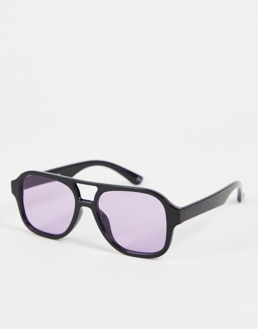 Black frame shop purple lens sunglasses