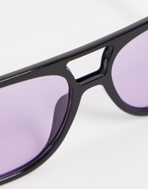 Black frame purple lens sunglasses best sale