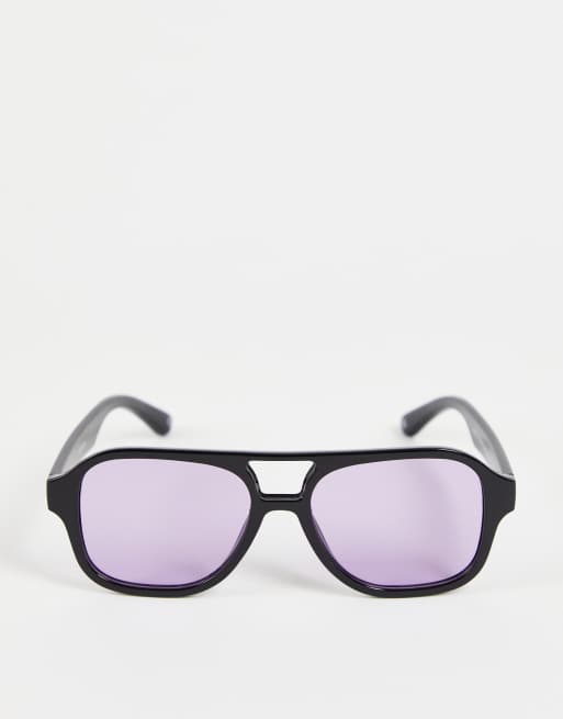 Black frame shop purple lens sunglasses