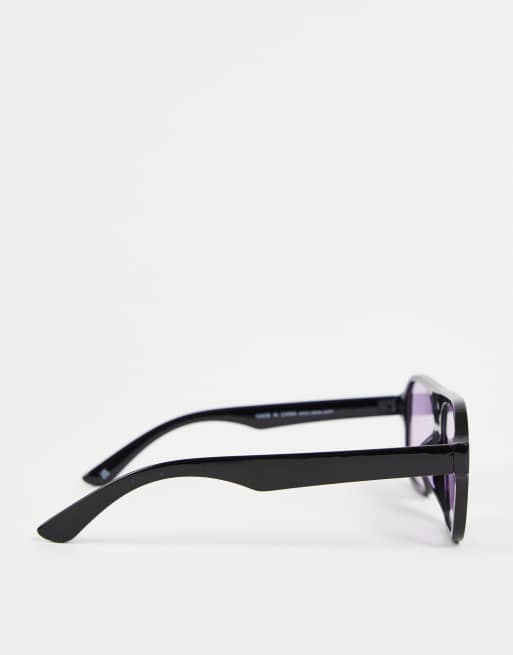ASOS DESIGN - Navigator-zonnebril met paarse glazen in zwart, 2 van 4