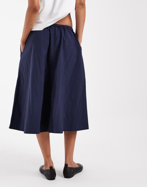 ASOS DESIGN navy techy midi track skirt, 4 of 5