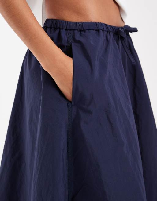 ASOS DESIGN navy techy midi track skirt, 5 of 5