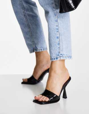 Asos Design Nearby Heeled Mules In Black
