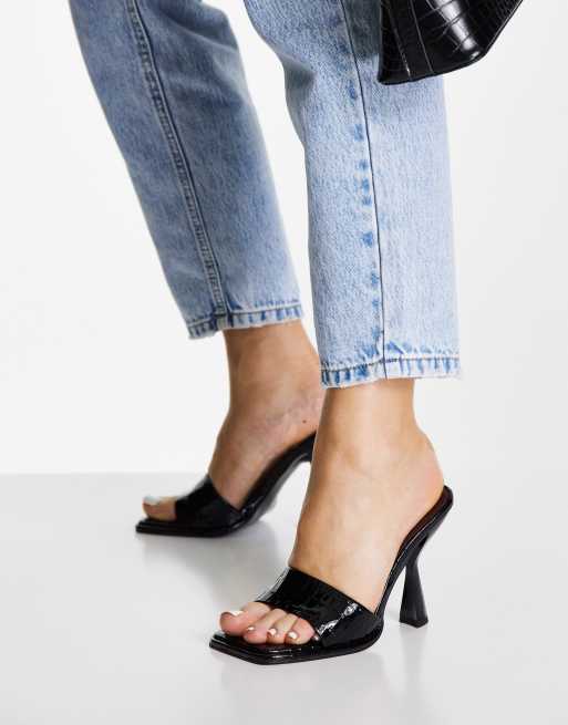 ASOS DESIGN Nearby Mules in Schwarz mit Absatz ASOS