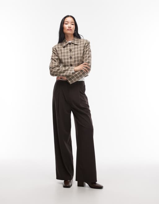 ASOS DESIGN neat fit cropped collared jacket in plaid, 2 of 4