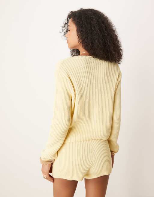 ASOS DESIGN neat fit knit cardigan in yellow
