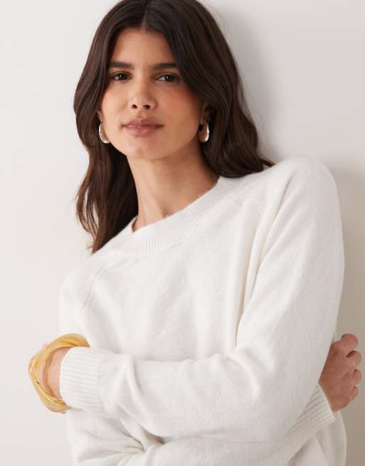 ASOS DESIGN neat fit lightweight crew neck sweater in cream - CREAM, 2 of 4