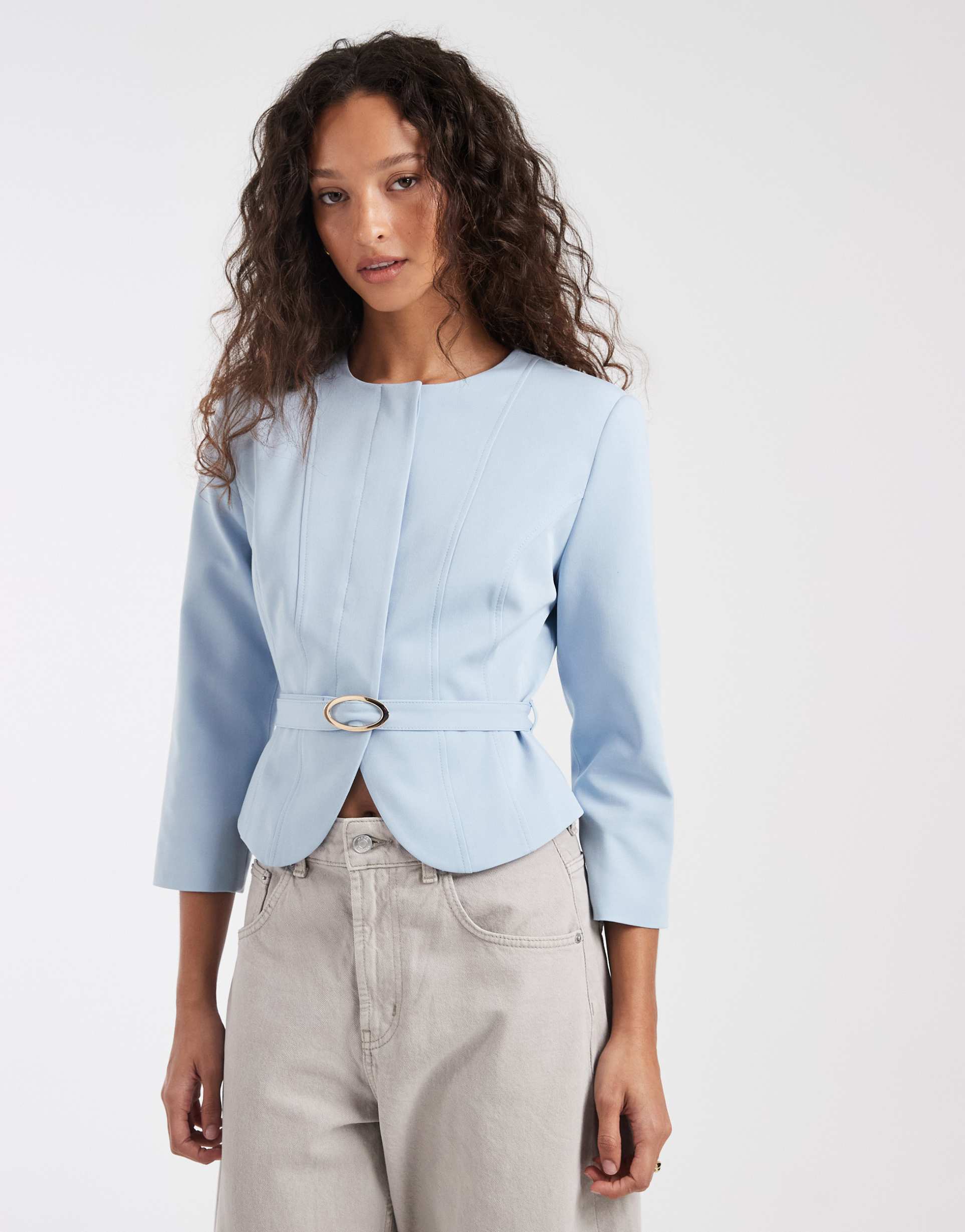 asos design neat fit rounded shoulder blazer