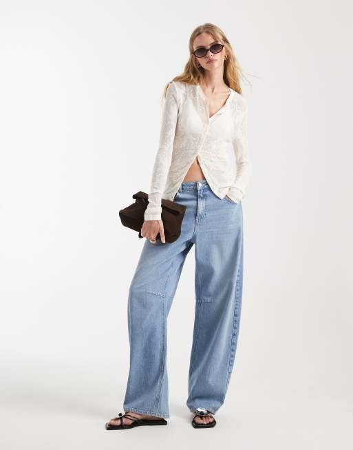 ASOS DESIGN neat fit sheer lace cardigan in white, 3 of 4