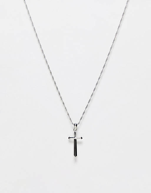 ASOS DESIGN neck chain with dagger pendant in silver tone | ASOS