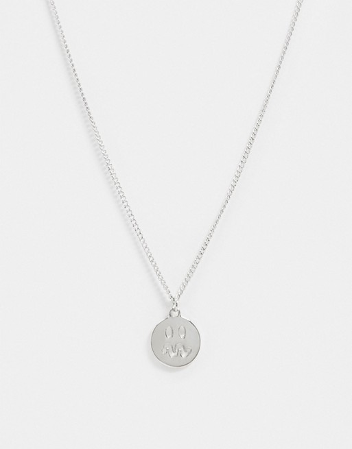ASOS DESIGN neckchain with confused face ditsy pendant
