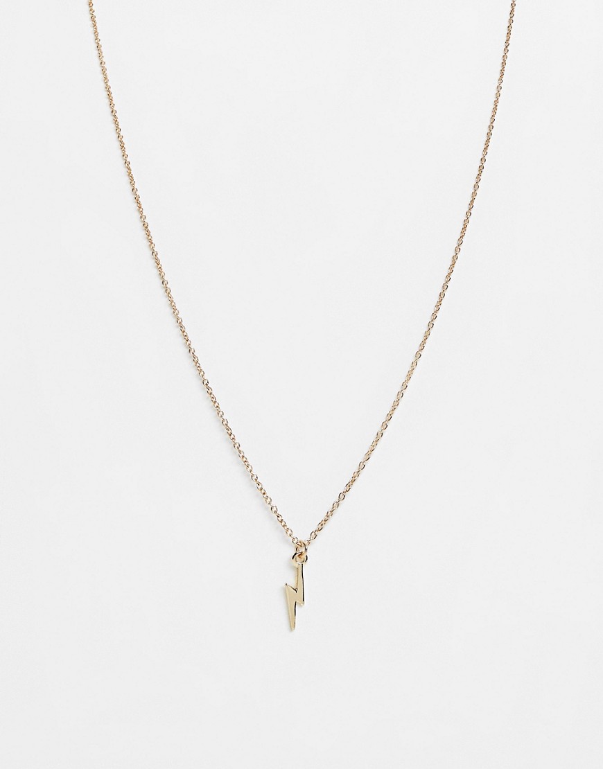 ASOS DESIGN neckchain with ditsy lightning bolt in gold tone