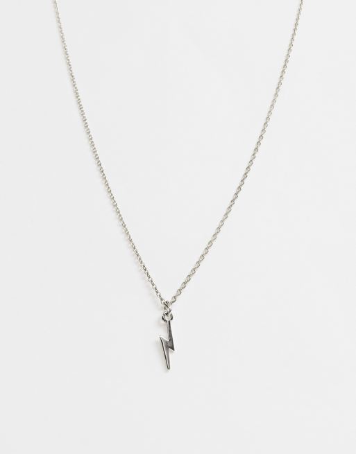 ASOS DESIGN neckchain with ditsy lightning bolt in silver tone