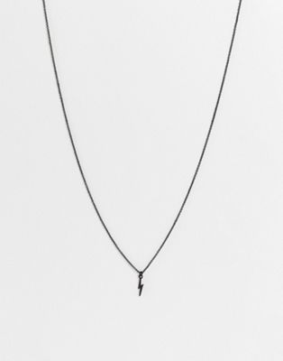 ASOS DESIGN neckchain with lightning bolt pendant in matte black