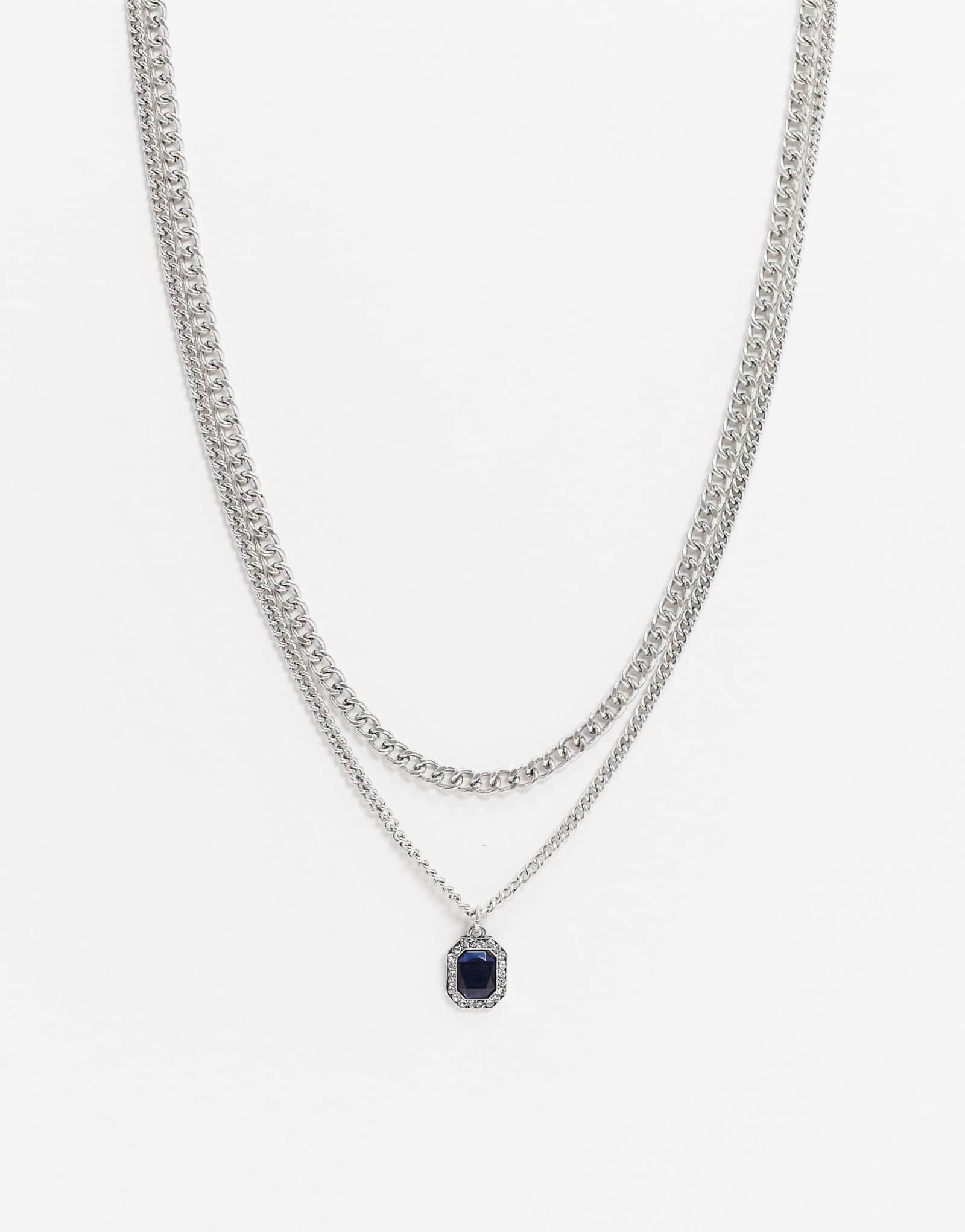 ДИЗАЙНЕРСКАЯ цепочка ASOS на шею с полуночным кристаллом из серебра  