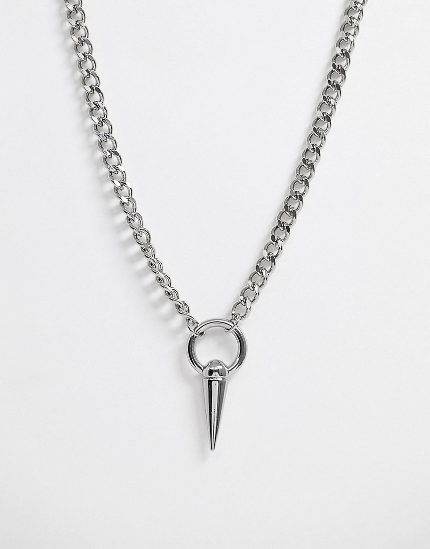 ASOS DESIGN neckchain with spike detail pendant in silver tone