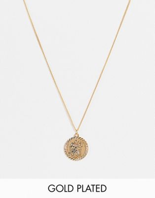 ASOS DESIGN necklace with St Chris pendant in 14k gold plate