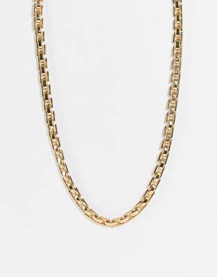 Asos Design Short Chunky 10mm Neckchain In Burnished Gold Tone In Gold