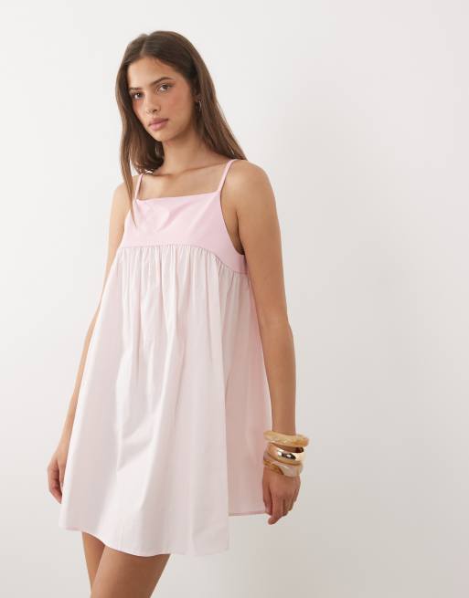 ASOS DESIGN Neckholder-A-Linien-Hybrid-Minikleid in Hellrosa, 3 von 4