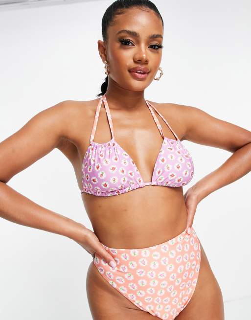 ASOS DESIGN – Neckholder-Bikinioberteil mit Blümchenmuster-Mix