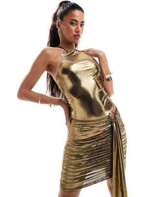 ASOS DESIGN - Neckholder-Body in Gold, Kombiteil-Goldfarben