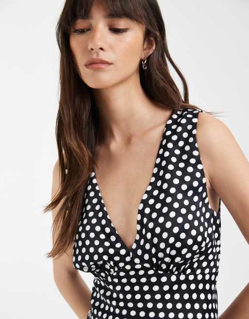 ASOS DESIGN – Neckholder-Camisole aus Satin mit Punktemuster, 3 von 4