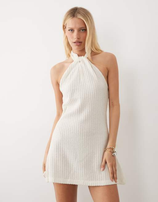 ASOS DESIGN – Neckholder-Minikleid in Cremeweiß, 2 von 4