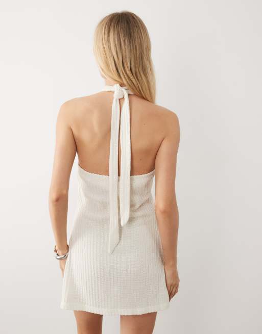 ASOS DESIGN – Neckholder-Minikleid in Cremeweiß, 4 von 4