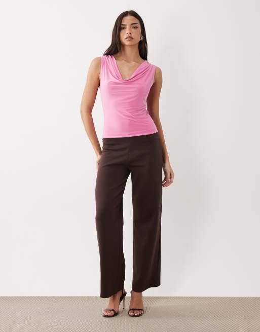 ASOS DESIGN – Neckholder-Oberteil in Rosa mit Wasserfallausschnitt, 2 von 4