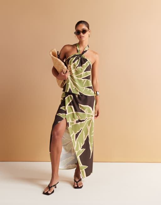 ASOS DESIGN – Neckholder-Oberteil mit Palmenmuster, Kombiteil, 2 von 4