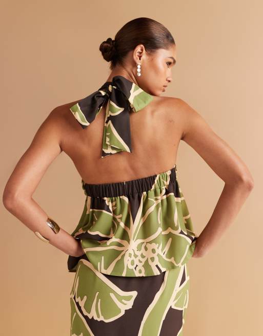 ASOS DESIGN – Neckholder-Oberteil mit Palmenmuster, Kombiteil, 4 von 4