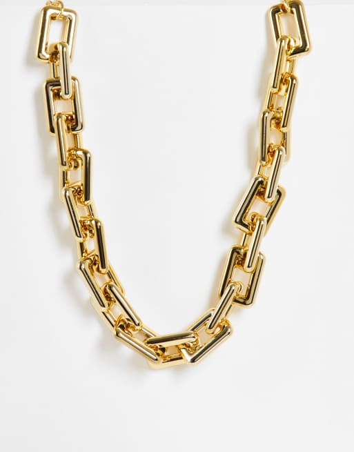 Gold rectangle chain deals necklace