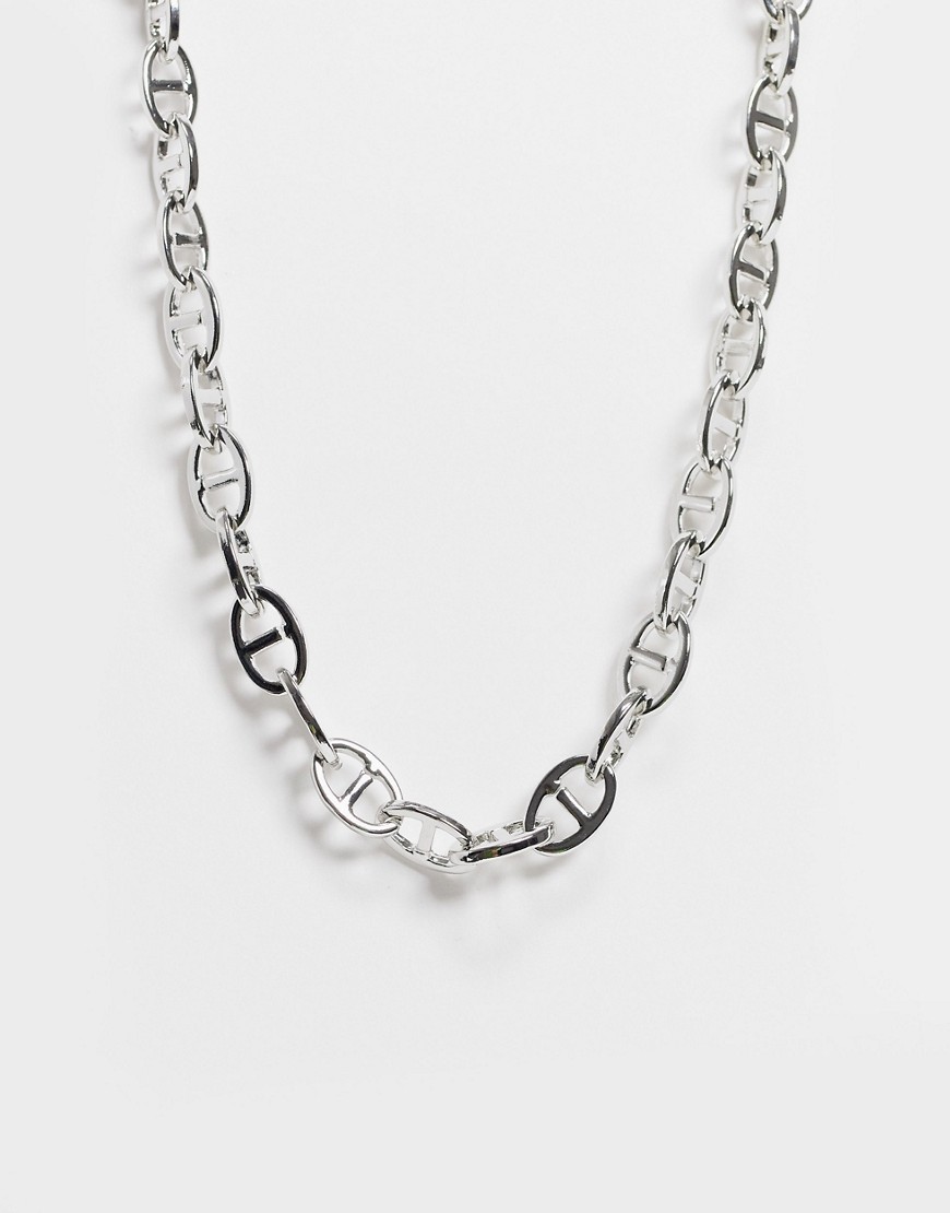 ASOS DESIGN necklace in lock link chain in silver tone