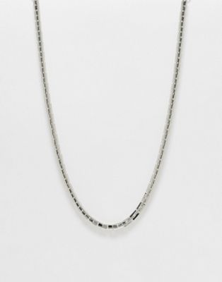 ASOS DESIGN necklace in rectangle chain design in silver tone