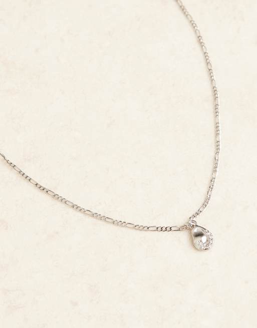 ASOS DESIGN necklace in silver tone with sparkly rhinestone detailed pendant, 2 of 3